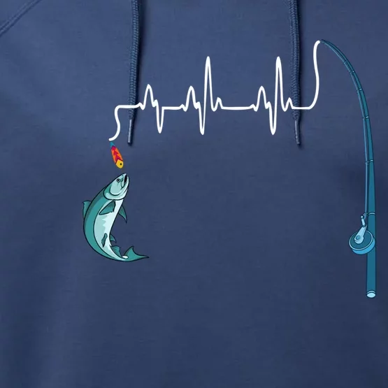 Unique Fishing Heartbeat Clothing Gift Fathers Day Fishing Gift Performance Fleece Hoodie