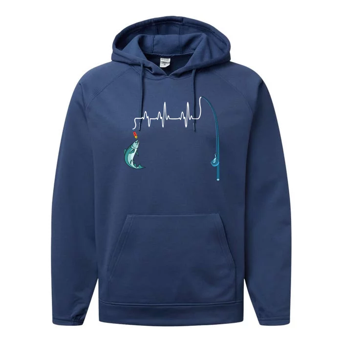 Unique Fishing Heartbeat Clothing Gift Fathers Day Fishing Gift Performance Fleece Hoodie