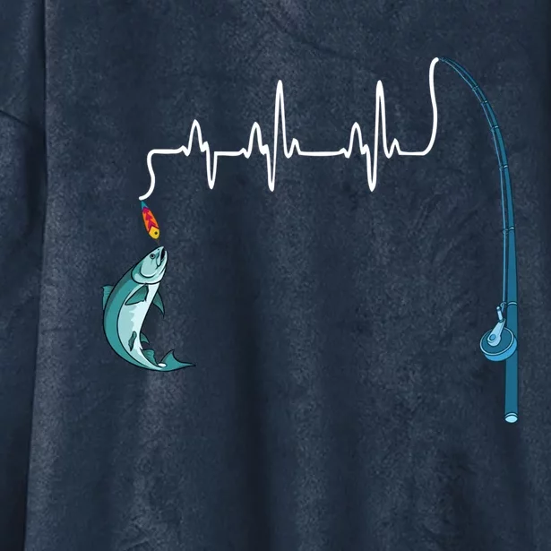 Unique Fishing Heartbeat Clothing Gift Fathers Day Fishing Gift Hooded Wearable Blanket