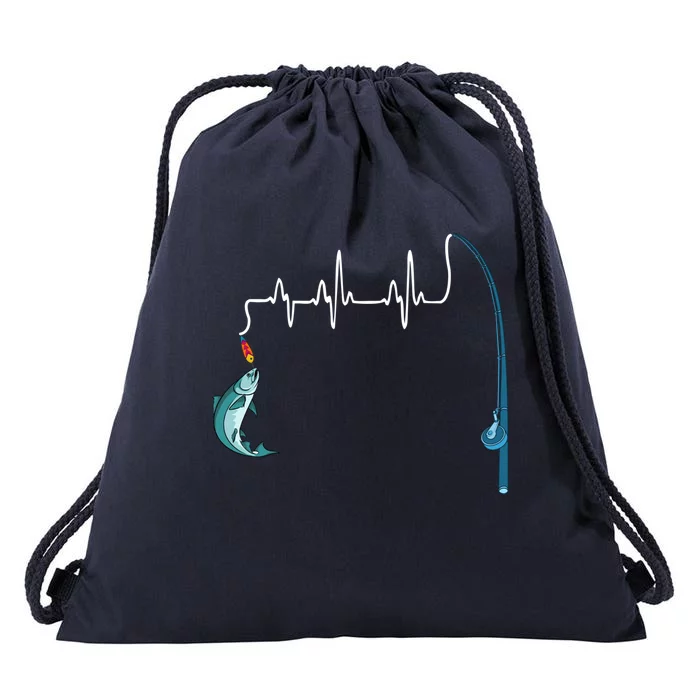 Unique Fishing Heartbeat Clothing Gift Fathers Day Fishing Gift Drawstring Bag