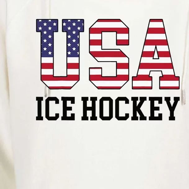 Usa Flag Hockey Player American Usa Ice Hockey Womens Funnel Neck Pullover Hood