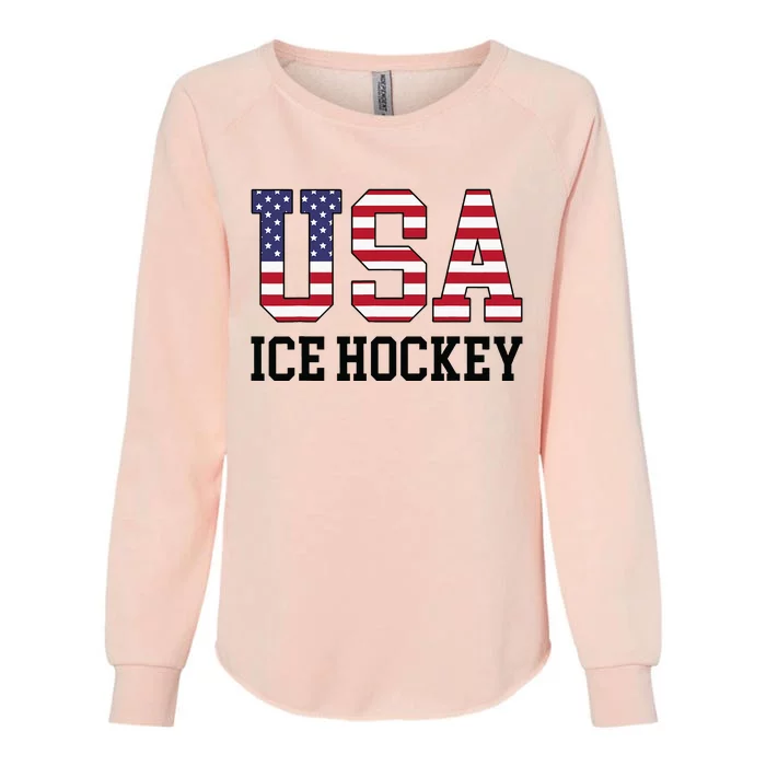 Usa Flag Hockey Player American Usa Ice Hockey Womens California Wash Sweatshirt