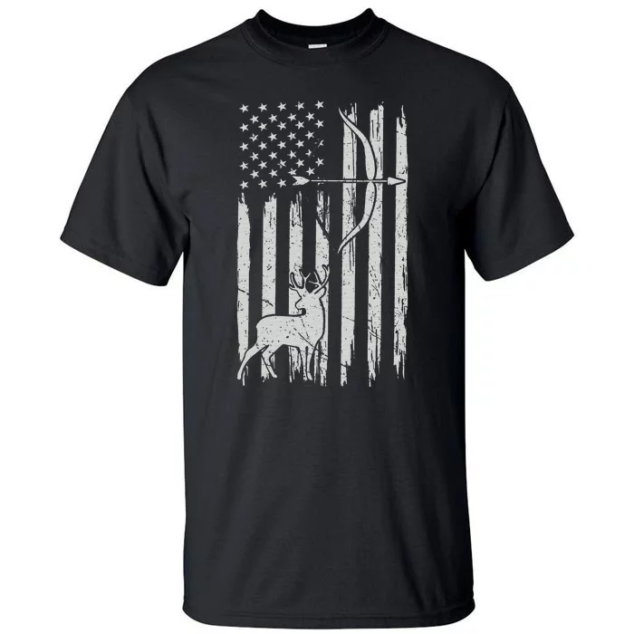 Usa Flag Hunting Deer Hunt Compound Bow USA Hunter Tall T-Shirt