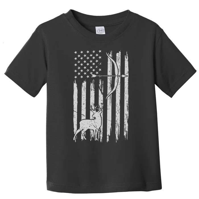 Usa Flag Hunting Deer Hunt Compound Bow USA Hunter Toddler T-Shirt