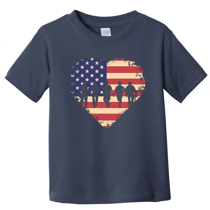 Usa Flag Heart American Patriotic Armed Forces Memorial Day Toddler T-Shirt