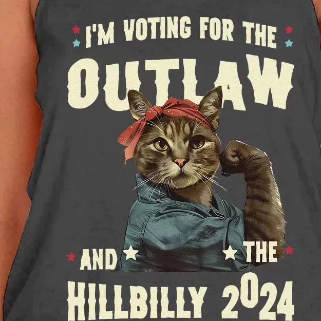 Us Flag IM Voting For The Outlaw And The Hillbilly 2024 Women's Knotted Racerback Tank