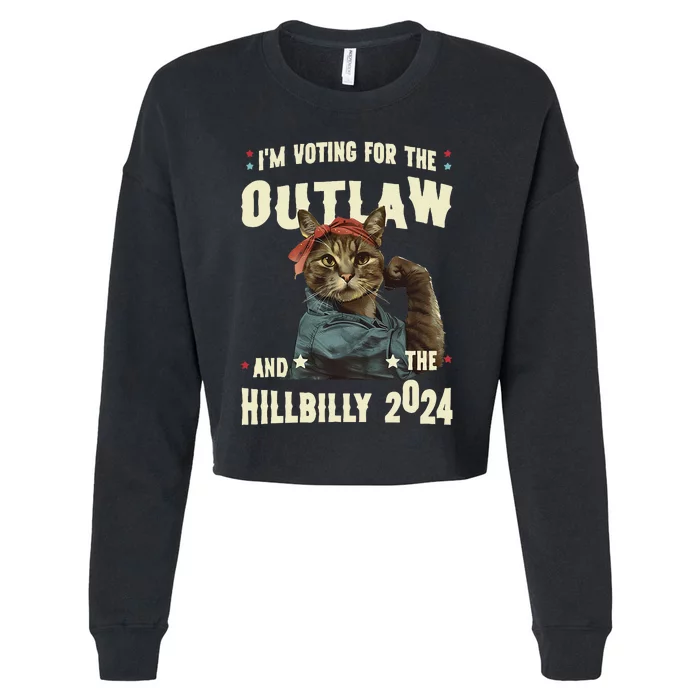 Us Flag IM Voting For The Outlaw And The Hillbilly 2024 Cropped Pullover Crew