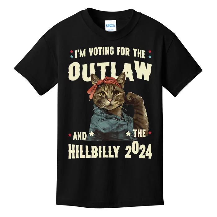 Us Flag IM Voting For The Outlaw And The Hillbilly 2024 Kids T-Shirt