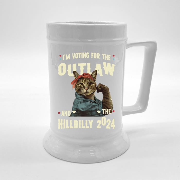 Us Flag IM Voting For The Outlaw And The Hillbilly 2024 Front & Back Beer Stein