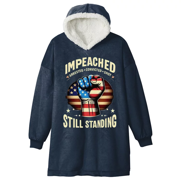 Usa Flag Impeached Arrested Convicted Shot Still Standing Hooded Wearable Blanket