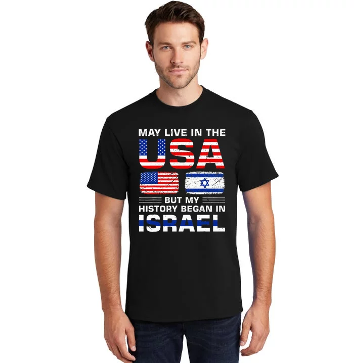 Usa Flag Israel Flag Israel Roots Tall T-Shirt