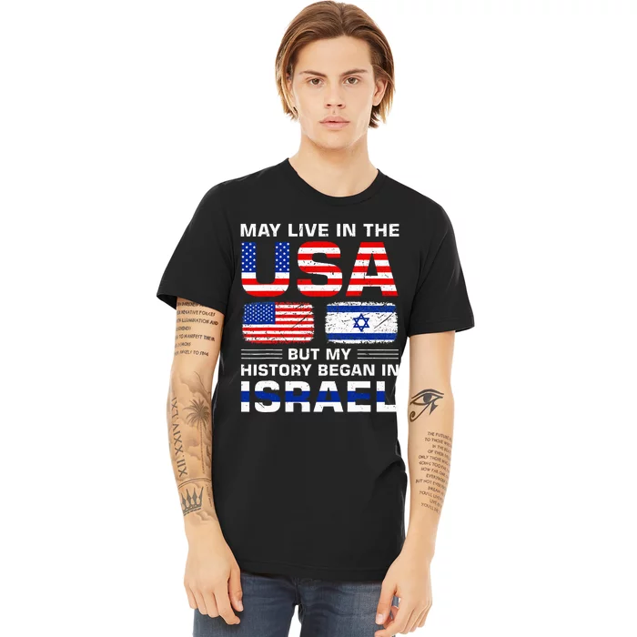 Usa Flag Israel Flag Israel Roots Premium T-Shirt