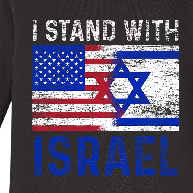 Us Flag I Stand With Israel Baby Long Sleeve Bodysuit