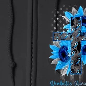 USA Flag In November We Wear Blue Diabetes Awareness Month Full Zip Hoodie