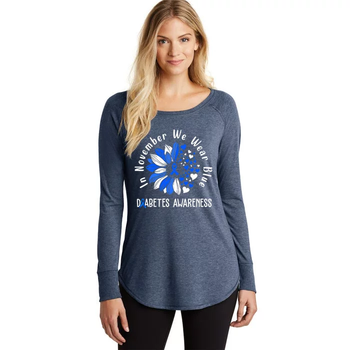 USA Flag In November We Wear Blue Diabetes Awareness Month Women's Perfect Tri Tunic Long Sleeve Shirt