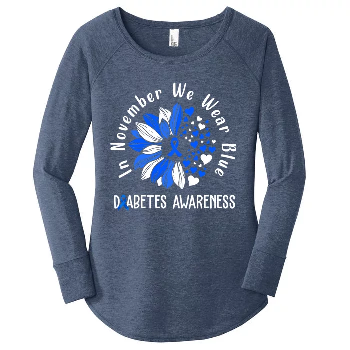 USA Flag In November We Wear Blue Diabetes Awareness Month Women's Perfect Tri Tunic Long Sleeve Shirt