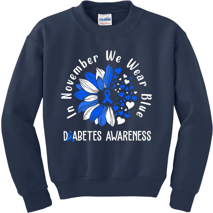 USA Flag In November We Wear Blue Diabetes Awareness Month Kids Sweatshirt