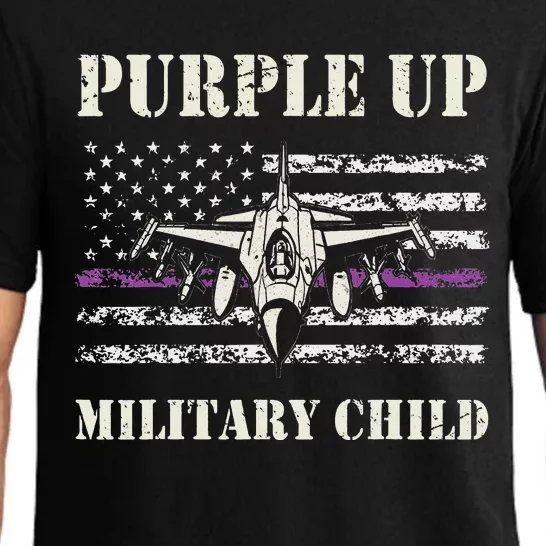 US Flag I Purple Up Month Of Military Child Pajama Set