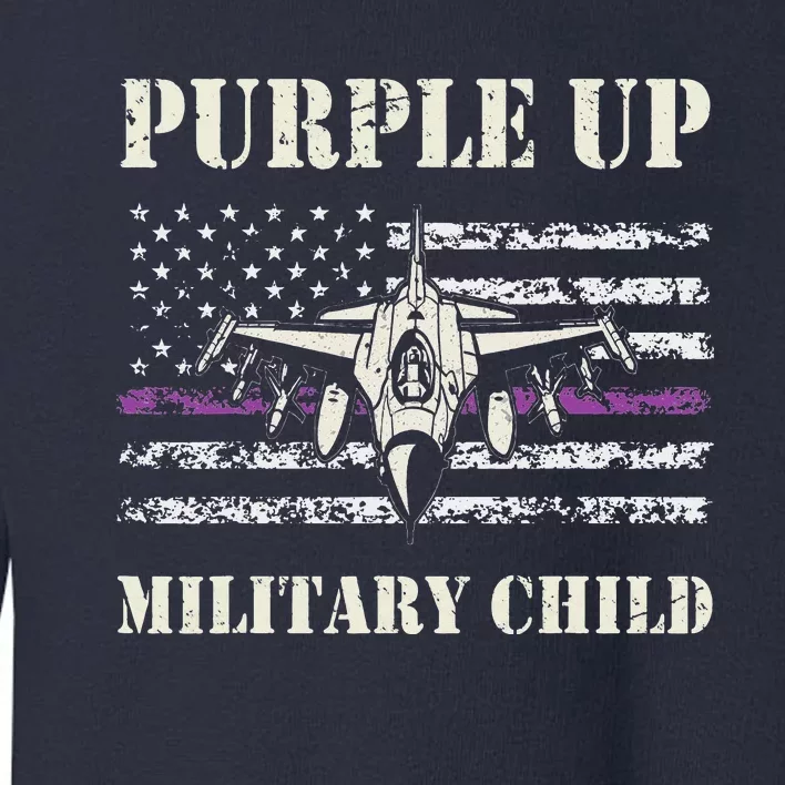 US Flag I Purple Up Month Of Military Child Toddler Sweatshirt