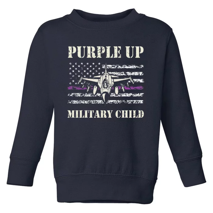 US Flag I Purple Up Month Of Military Child Toddler Sweatshirt