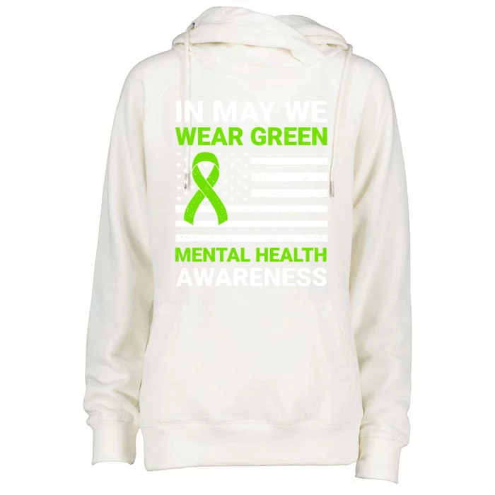 Usa Flag In May We Wear Green Tal Health Awareness Gift Womens Funnel Neck Pullover Hood