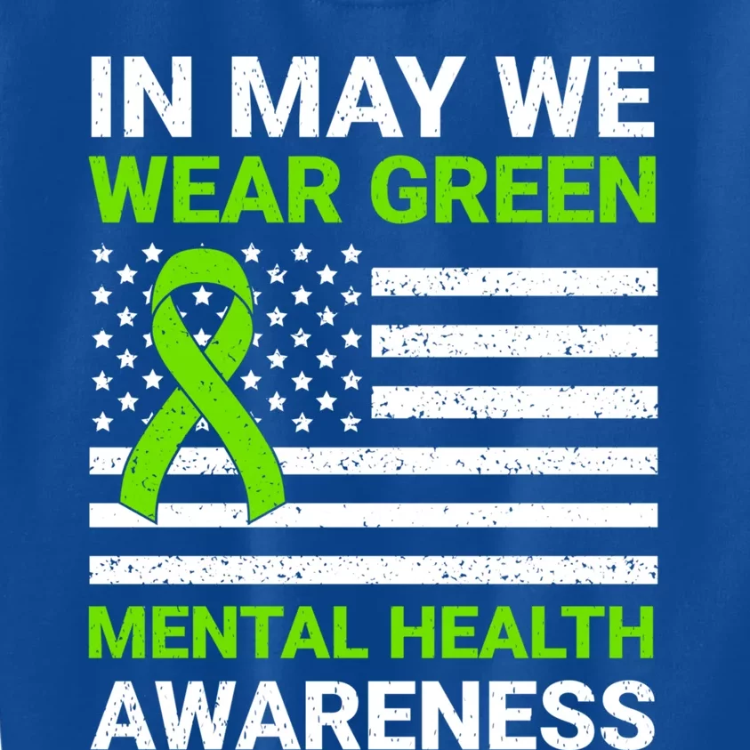 Usa Flag In May We Wear Green Tal Health Awareness Gift Kids Sweatshirt