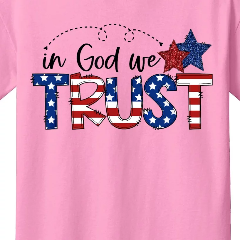 US flag In God we trust 4th of July one nation under God Kids T-Shirt