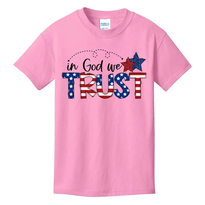 US flag In God we trust 4th of July one nation under God Kids T-Shirt