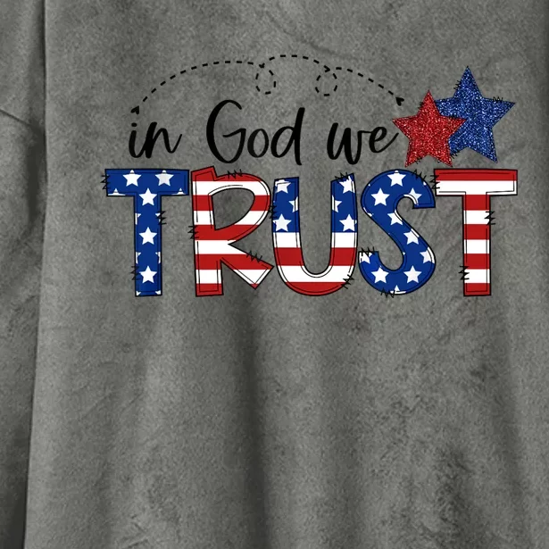 US flag In God we trust 4th of July one nation under God Hooded Wearable Blanket