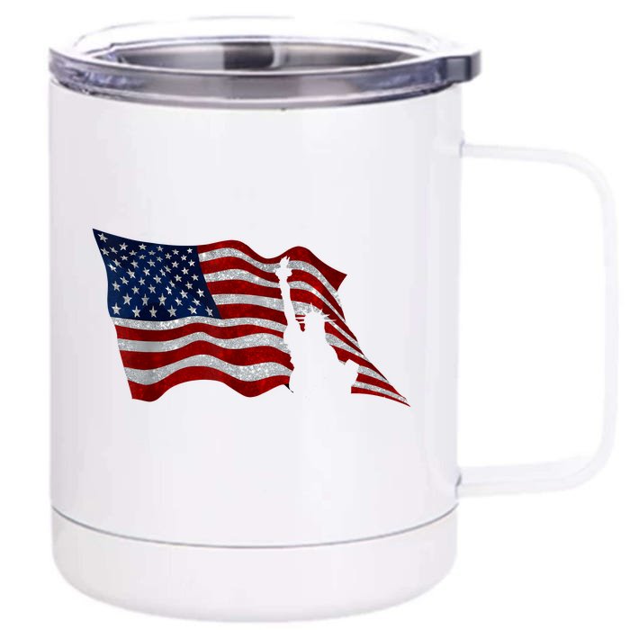 USA Flag Independence Day Statue Of Liberty 4th Of July Front & Back 12oz Stainless Steel Tumbler Cup