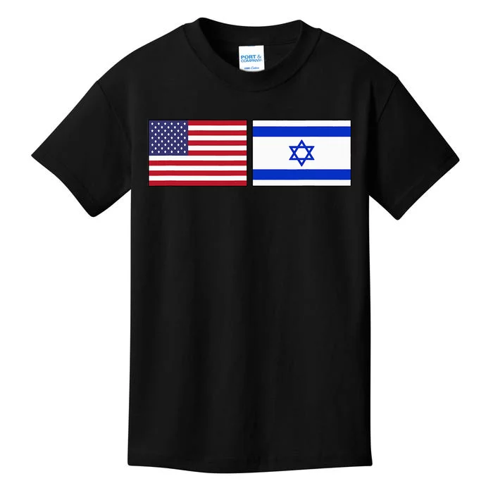 Usa Flag Israel Flag Jewish American Design Kids T-Shirt