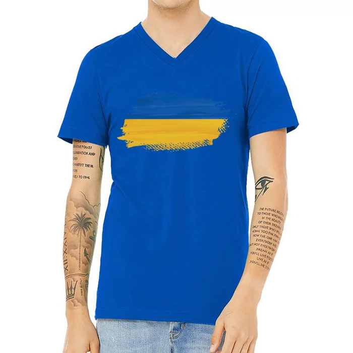 Ukraine Flag I Stand With Ukraine Support Ukraine Meaningful Gift V-Neck T-Shirt