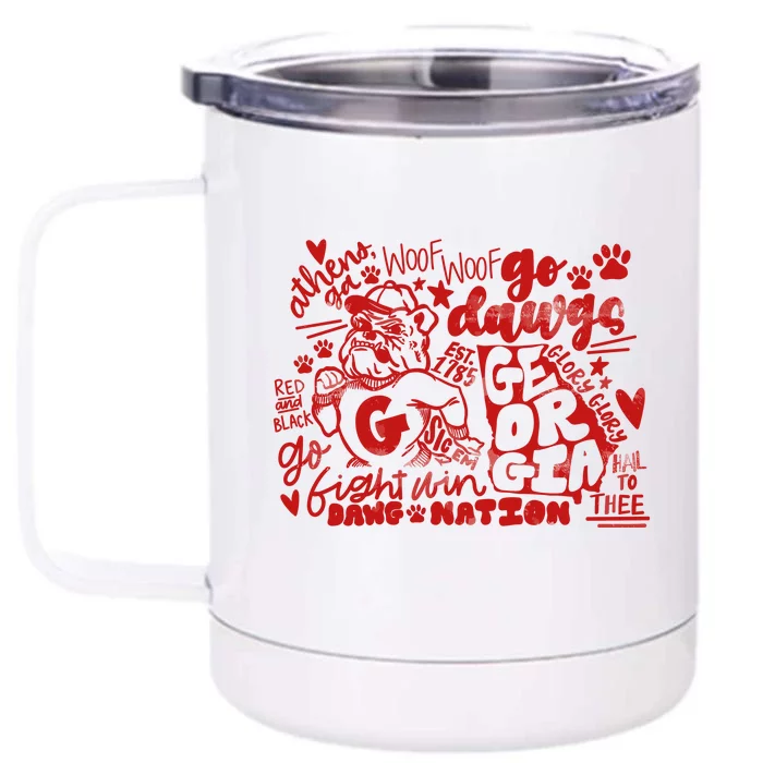 U.G.A Football Icons Comfort Colors Front & Back 12oz Stainless Steel Tumbler Cup