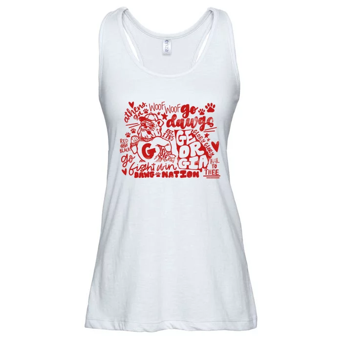 U.G.A Football Icons Comfort Colors Ladies Essential Flowy Tank