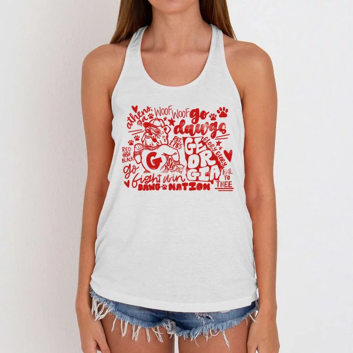 U.G.A Football Icons Comfort Colors Women's Knotted Racerback Tank