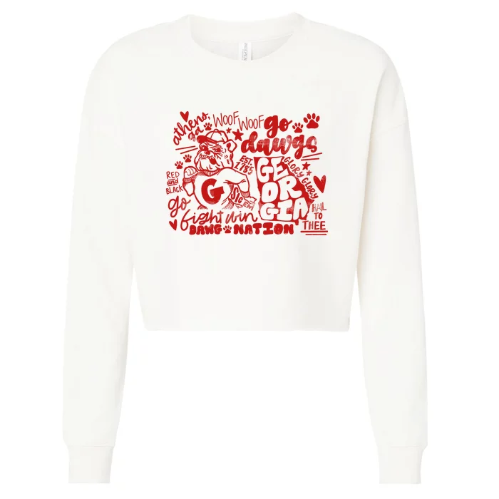 U.G.A Football Icons Comfort Colors Cropped Pullover Crew