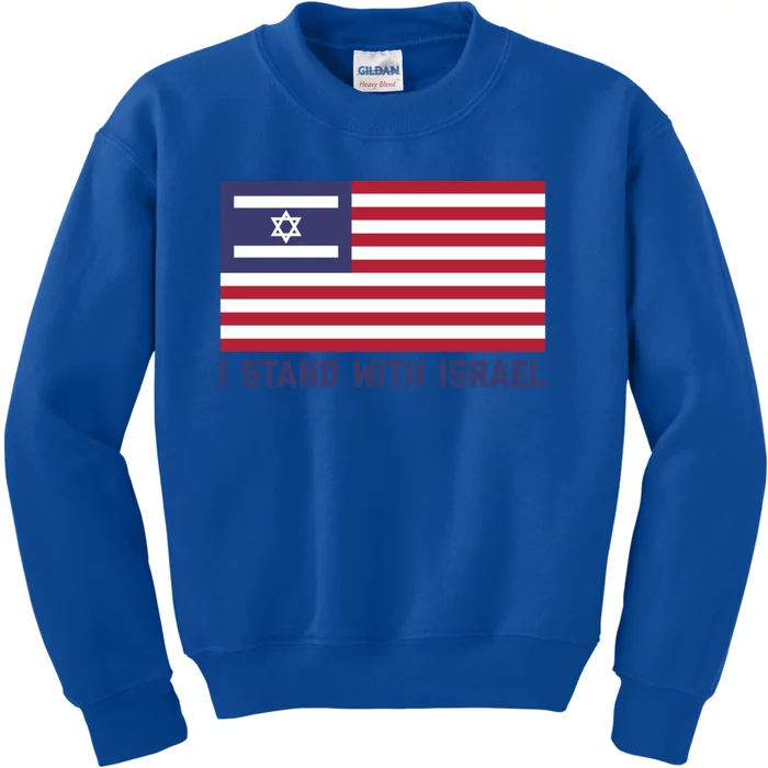 Us Flag Israeli Flag I Stand With Israel Cool Gift Kids Sweatshirt