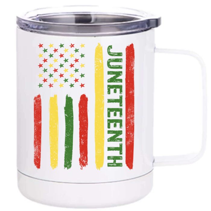 Usa Flag Juneteenth Independence African Melanin Freedom Day Gift Front & Back 12oz Stainless Steel Tumbler Cup