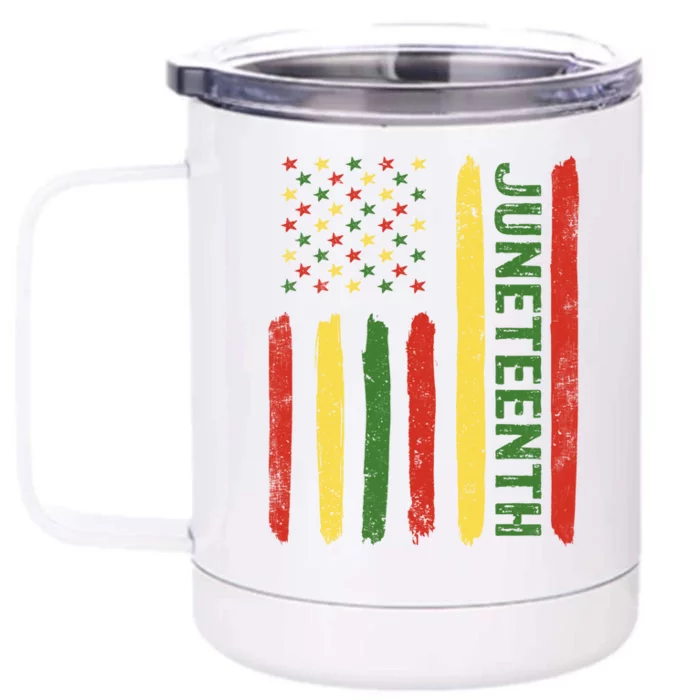 Usa Flag Juneteenth Independence African Melanin Freedom Day Gift Front & Back 12oz Stainless Steel Tumbler Cup