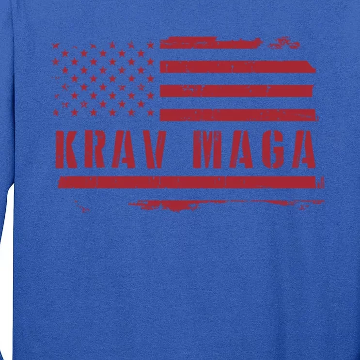 Usa Flag Krav Maga Design Martial Arts Fighting America Great Gift Tall Long Sleeve T-Shirt