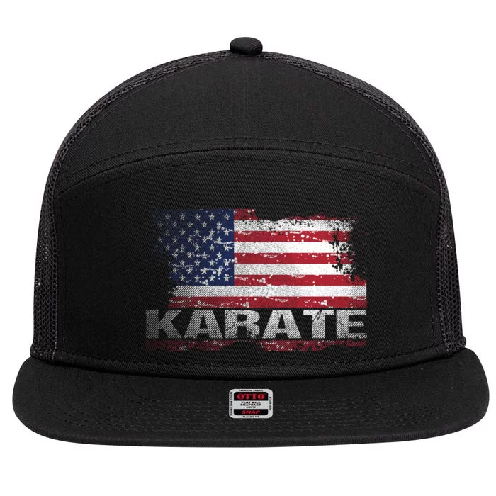 Usa Flag Karate Arts Gift 7 Panel Mesh Trucker Snapback Hat