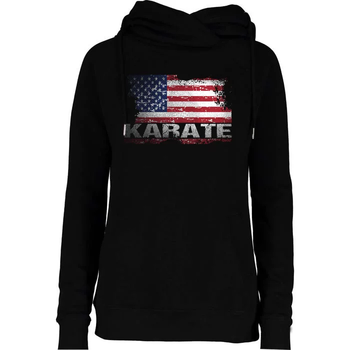 Usa Flag Karate Arts Gift Womens Funnel Neck Pullover Hood