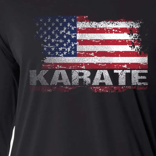 Usa Flag Karate Arts Gift Cooling Performance Long Sleeve Crew