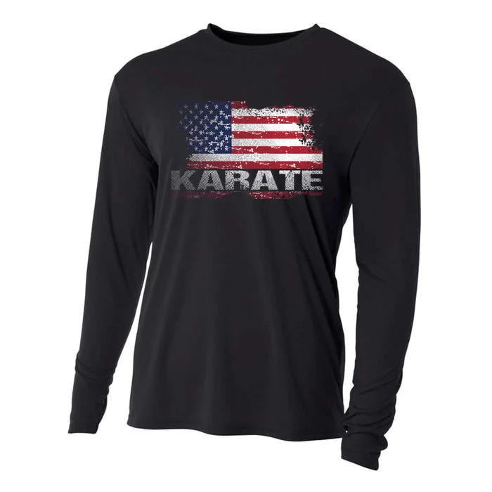 Usa Flag Karate Arts Gift Cooling Performance Long Sleeve Crew