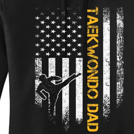 USA Flag Korea Taekwondo Training Dad Women's Pullover Hoodie