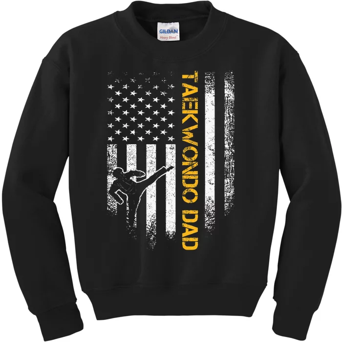 USA Flag Korea Taekwondo Training Dad Kids Sweatshirt