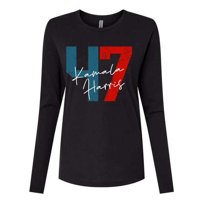 Us Flag Kamala Harris 2024 47th President Save Democracy Gift Womens Cotton Relaxed Long Sleeve T-Shirt