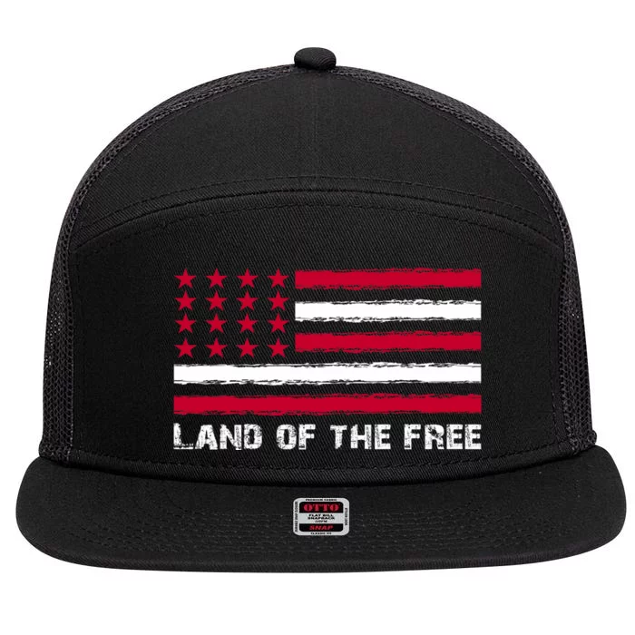 Us Flag Land Of The Free America 4th Of July 7 Panel Mesh Trucker Snapback Hat