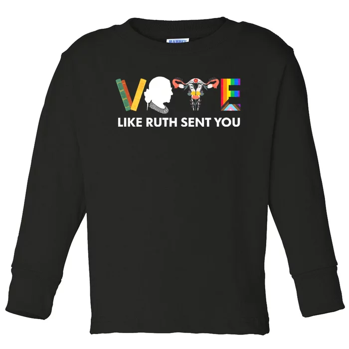 Uterus Feminist Lgbt Vote Like Ruth Sent You Toddler Long Sleeve Shirt