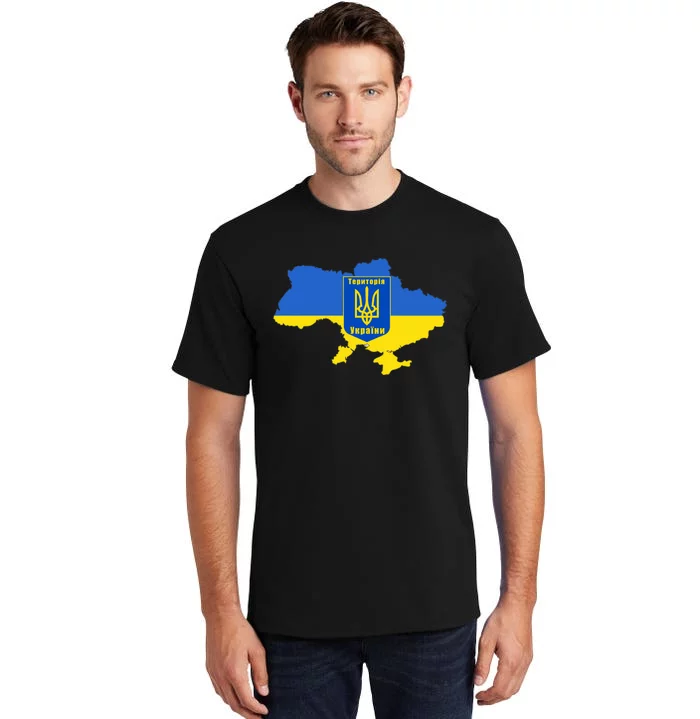 Ukrainian Flag Map Emblem Tall T-Shirt